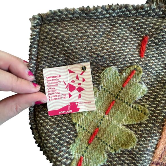 Artisan Wool Tote Bag Tait & Style Scotland Handmade Tree Plaid Gloves Rustic - Picture 4 of 7